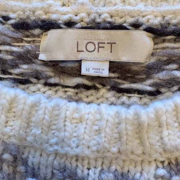 LOFT Ivory and Taupe Knit Sweater - Picture 2 of 6
